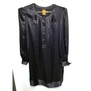 Ali Ra Womens Size 8 100% Silk Mini Shift Popover Dress Charcoal Gray NWT‎ $160